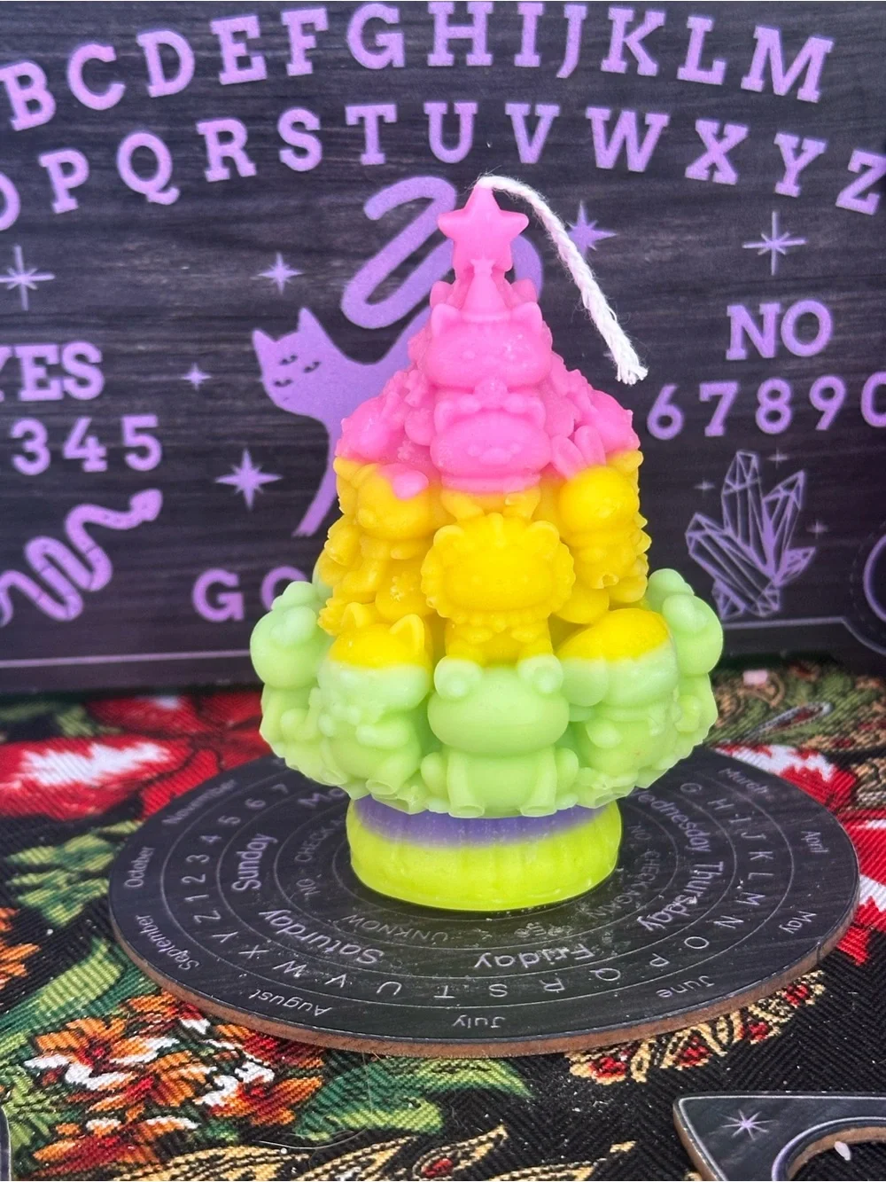 Kawaii Rainbow Critter Tree Candle